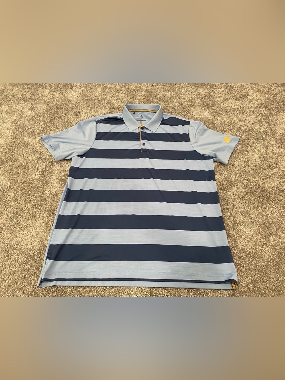 Adidas Short Sleeve Striped Casual Sport Golf Polo Stretch Mens Size Large Blue